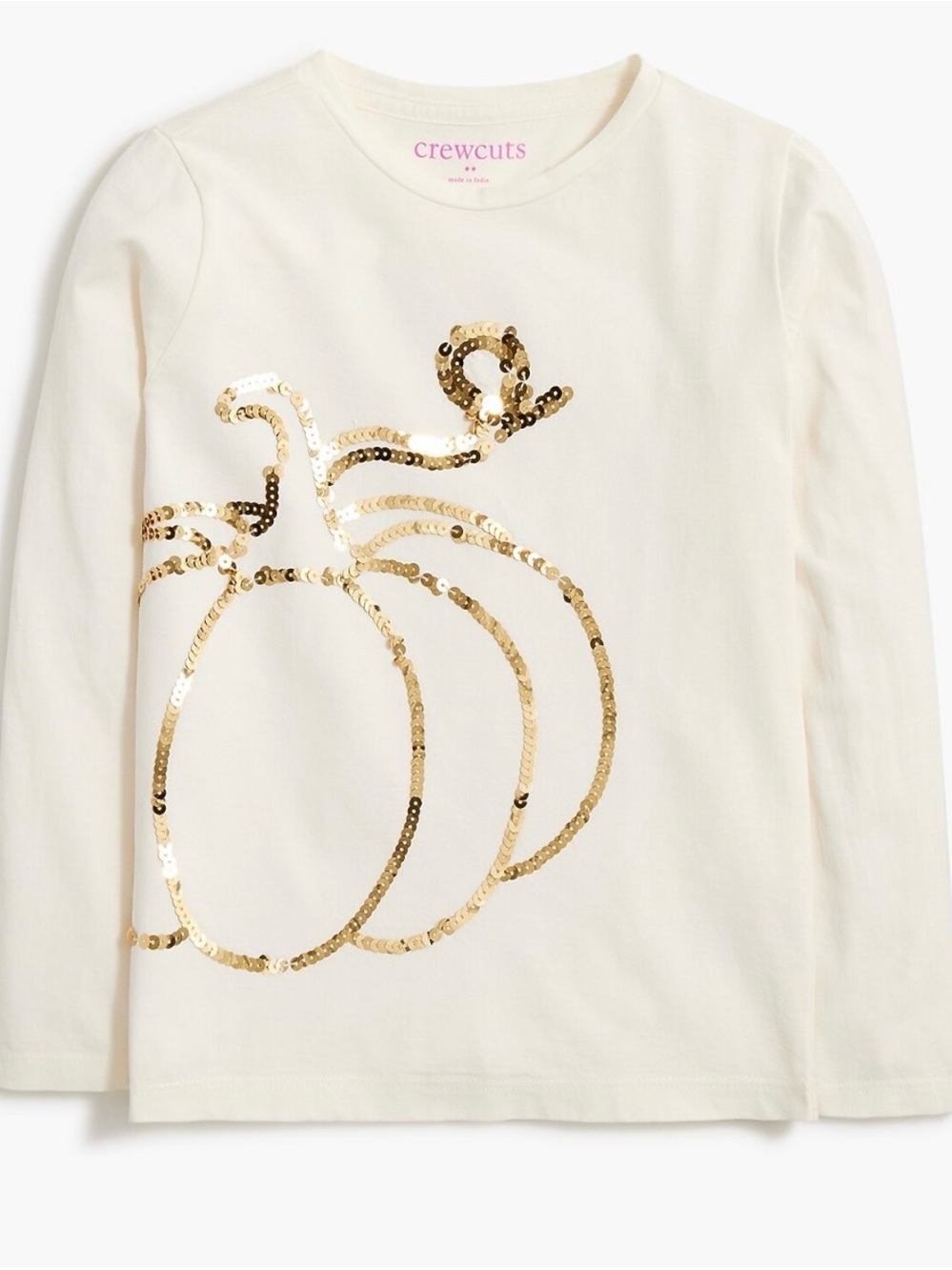crewcuts White Long-Sleeve Sequin Pumpkin Tee Sz L (10/12)